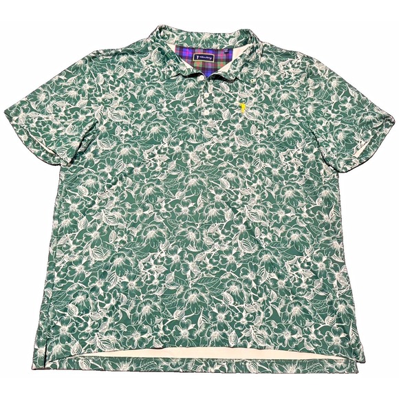 William Murray Golf Other - William Murray Men's Green White Floral Short Sleeve Polo Embroidered Logo XL